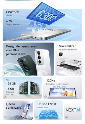 Smartphone Realme C71 NFC Lançamento 2025 256GB 128GB 16GB