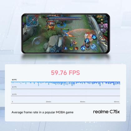 Imagem de Smartphone Realme C75x 8gb RAM 256gb Dual Sim NFC Tela 6.67 Prova dágua resistente a queda Azul