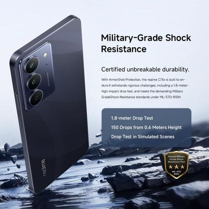 Imagem de Smartphone Realme C75x 8gb RAM 256gb Dual Sim NFC Tela 6.67 Prova dágua resistente a queda Azul