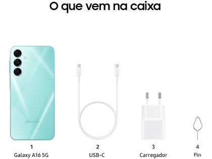 Imagem de Smartphone Samsung Galaxy A16 128GB Verde Claro 5G 4GB RAM 6,7" FHD+ Câm Tripla até 50MP + Selfie 13MP Bateria 5000mAh