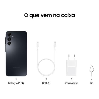 Imagem de Smartphone Samsung Galaxy A16 4G 128GB 4GB RAM Câmera Traseira Tripla 50MP + 5MP + 2MP Selfie 13MP Tela 6.7" Preto