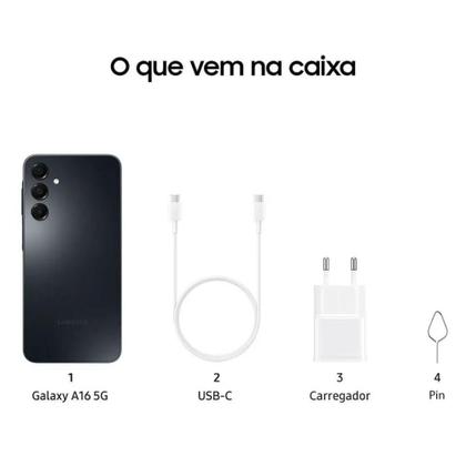 Imagem de Smartphone Samsung Galaxy A16 5g, 128gb, 4gb Ram, Camera De Ate 50mp, Tela 6.7 Bateria 5000 Mah Pret