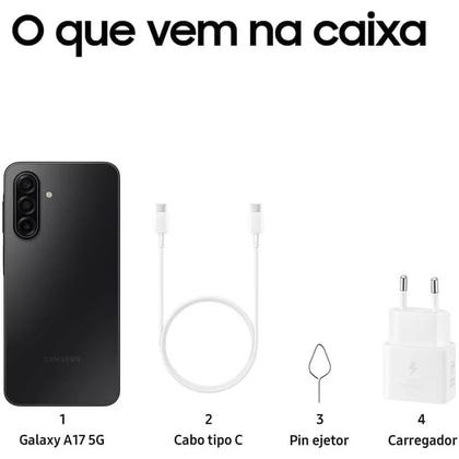 Imagem de Smartphone Samsung Galaxy A17 5G 128GB 4GB 50MP Tela 6,7 Preto