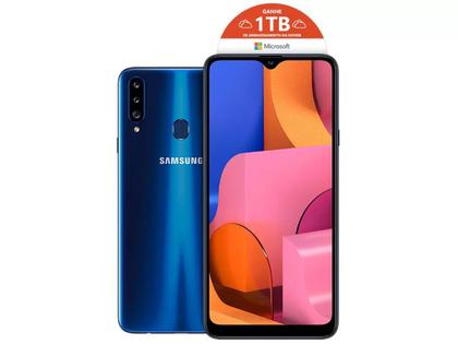 Smartphone Samsung Galaxy A20s 32GB Azul 4G 3GB RAM Tela 6,5” Câm