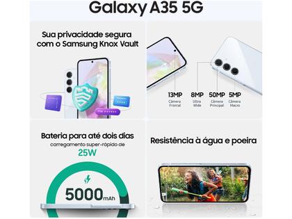 Imagem de Smartphone Samsung Galaxy A35 128GB Rosa 5G 6GB RAM 6,6" Câm. Tripla + Selfie 13MP Dual Chip