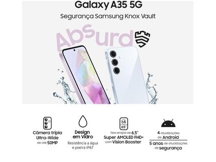 Imagem de Smartphone Samsung Galaxy A35 128GB Rosa 5G 6GB RAM 6,6" Câm. Tripla + Selfie 13MP Dual Chip