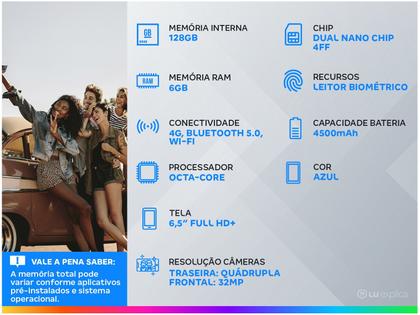 Imagem de Smartphone Samsung Galaxy A52 128GB Azul 6GB RAM 6,5" Câm. Quádrupla + Selfie 32MP Dual Chip