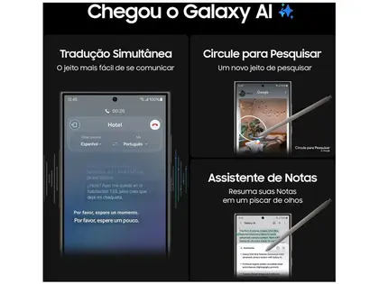 Imagem de Smartphone Samsung Galaxy S24 Ultra 6,8" Galaxy AI 256GB Titânio Preto 5G 12GB RAM Câm. Quádrupla 200MP + Selfie 12MP Bateria 5000mAh Dual Chip
