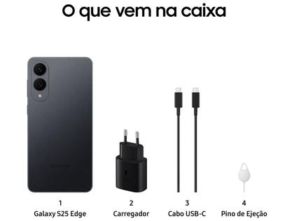 Imagem de Smartphone Samsung Galaxy S25 Edge 512GB Titânio Jetblack 5G 12GB RAM 6,7" Câm. Dupla + Selfie 12MP