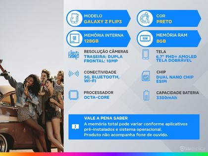 Imagem de Smartphone Samsung Galaxy Z Flip3 128GB Preto 5G
