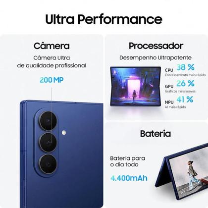 Imagem de Smartphone Samsung Galaxy Z Fold7 512GB 12GB RAM Câmera Traseira até 200MP Selfie 10MP Tela 8.0" Azul