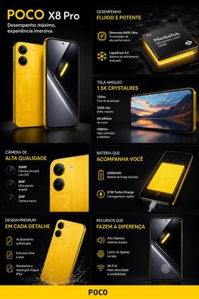 Smartphone Xiaomi Poco X8 Pro 5G NFC 256GB até 12GB RAM Tecnologia