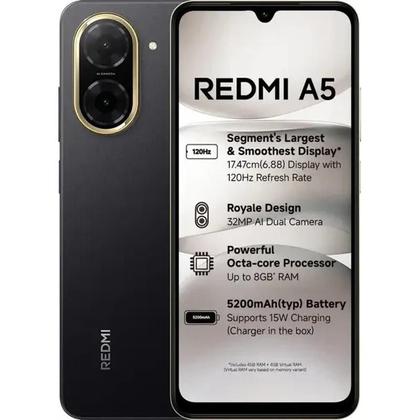 Imagem de Smartphone Xiaomi Redmi A5, Dual SIM 4G, Tela 6,88, HD 120Hz, Câm. 32MP com IA, Bateria 5200mAh, Android 15 Go