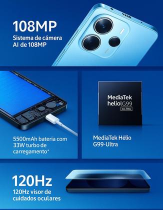 Imagem de Smartphone Xiaomi Redmi Note 14 Lançamento 256GB  128GB Câmera 108MP  20MP até 12GB Ramboost AMOLED 120Hz FHD plus celular Design Premium
