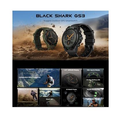 Imagem de Smartwatch Black Shark GS3, GPS Integrado Tela Amoled 1,43" Assistente de Voz com IA 5ATM 18 dias Ba