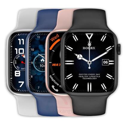 Imagem de Smartwatch Celular Android iOS Bluetooth Tela Infinita W28 Pro Rosa Assistente de Voz Siri Global