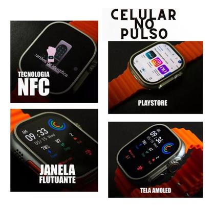 Imagem de Smartwatch Chip Tiktok Youtube Facebook Google Play Funções Celular De Pulso Super Amoled