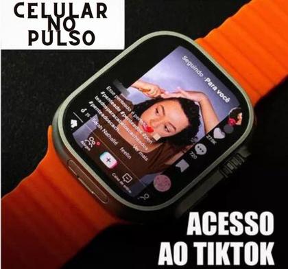 Imagem de Smartwatch Chip Tiktok Youtube Facebook Google Play Funções Celular De Pulso Super Amoled