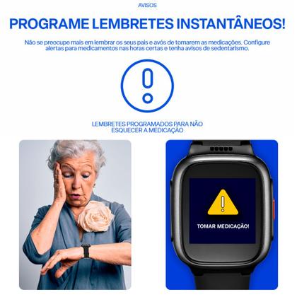 Imagem de Smartwatch do Idoso Multilaser Senior Com Monitoramento Cardíaco Botão SOS Função Alarme