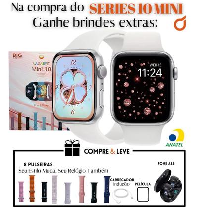 Imagem de Smartwatch Feminino Masculino W10 Mini 8 Pulseiras Fone Sem Fio