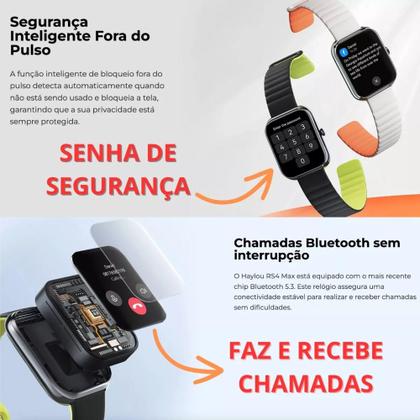 Imagem de SmartWatch Haylou RS4 MAX Tela HD 1,91 Chamadas Bluetooth, 127 modos esportivoS