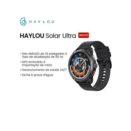 Imagem de Smartwatch Haylou Solar Ultra, GPS Integrado, Conexão Strava, Amoled 1.58" HF009, Bluetooth - Preto