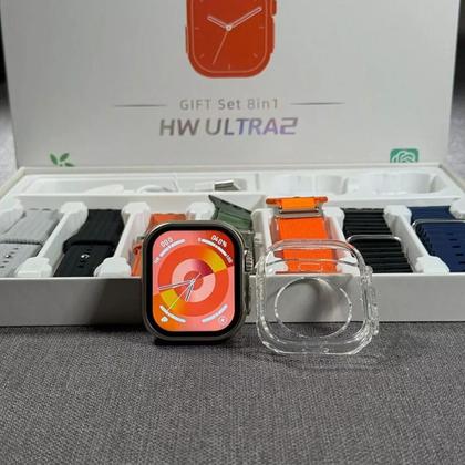 Imagem de Smartwatch Hw Ultra2 Laranja Ia Chat-gpt 49mm Nfc 7 Pulseiras Case