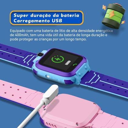 Imagem de Smartwatch Infantil Hw C2 Rosa Chip Camera Gps Prova Dagua Faz e Recebe Ligações Envio Já Original com Nota Fiscal