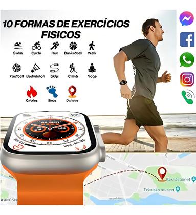 Imagem de Smartwatch K9 Ultra Pro 7 Pulseiras Extras Ultra 9 Metal Silicone 49mm Caixa Branco Pulseira Preto Bisel Preto Desenho D