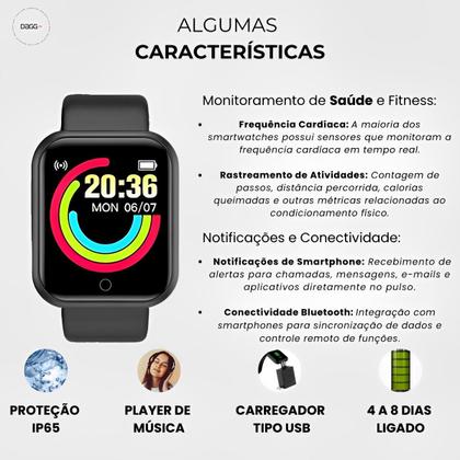 Imagem de Smartwatch Masculino D20 Preto + Tênis DAGG Soft Pro Preto Masculino