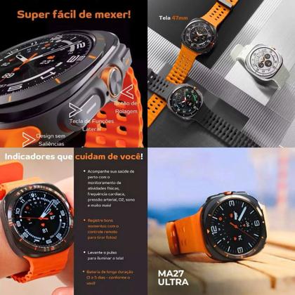 Imagem de Smartwatch Microwear MA27 Ultra NFC Prova Dágua IP68 Amoled Responde Whats 47mm Relógio Inteligente