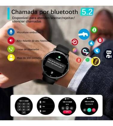 Imagem de Smartwatch Peje Zw02 Pro 1,4 Silicone Sport Preto Silicone Preto Preto
