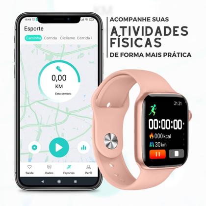 Imagem de Smartwatch Relógio Rosa Inteligente IOS e Android Envio Imediato