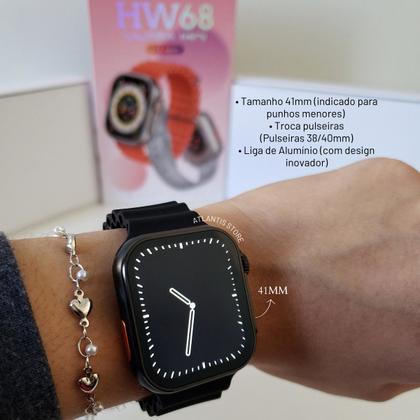 Imagem de Smartwatch Relógio Smartwatch HW68 Ultra Mini Ultra Rosa A prova D'gua Envio Já + Pulseira Extra