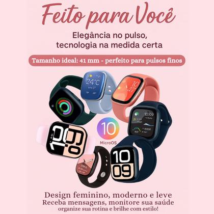 Imagem de Smartwatch Smart W10 Mini Relógio Inteligente 42mm Amoled Com Fone Bluetooth