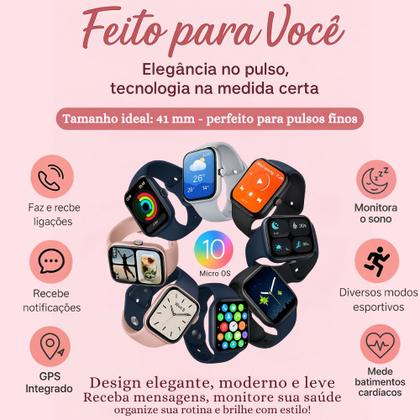 Imagem de Smartwatch Smart W10 Mini Series 10 Amoled 41mm 8 Pulseiras