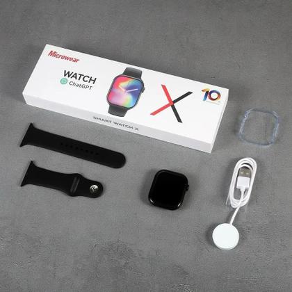 Imagem de Smartwatch W10 Lançamento 2025 Série 10 X Microwear Original NFC tela 47m Amoled 120Hz novo sistema MicroOs 10 resistencia certificada IP68
