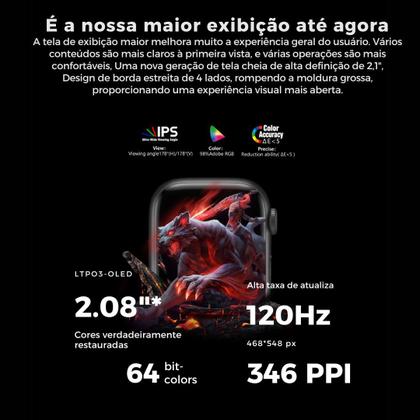 Imagem de Smartwatch W10 Lançamento 2025 Série 10 X Microwear Original NFC tela 47m Amoled 120Hz novo sistema MicroOs 10 resistencia certificada IP68