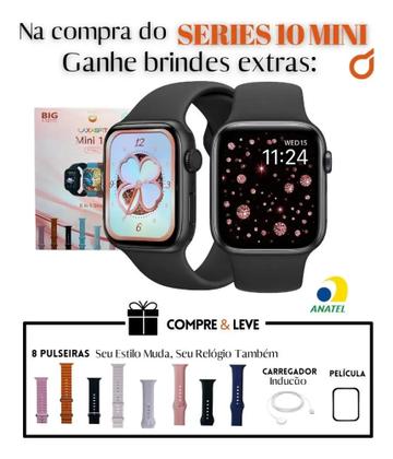 Imagem de Smartwatch W10 Mini Series 41mm 8 Pulseiras Tela Amoled preto