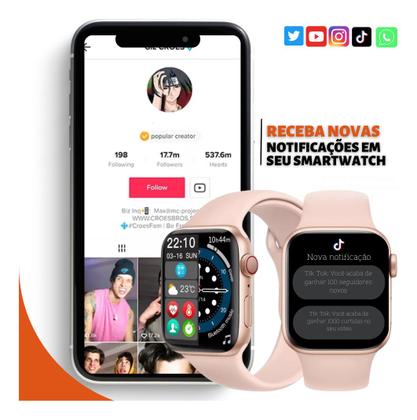 Imagem de Smartwatch W57 Pro Rosa Tela 1.95 Full Hd Serie7 Note Nfc Envio Imediato Nota Fiscal