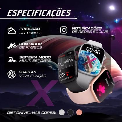 Imagem de Smartwatch Watch X Série 10 Rosa 45mm Chat Gpt -gps - Amoled