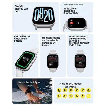 Imagem de Smartwatch Xiaomi Redmi Watch 5 Prova dágua ATM5 Alexa  Versão Active  Super bateria 18 até 30 dias assistente de voz chamadas bluetooth esportivo