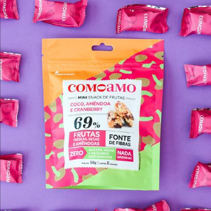 Imagem de Snack Mini Coco Com Amêndoa E Cranberry Sem Açúcar ComoAmo - 8 Unidades 56g