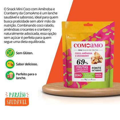 Imagem de Snack Mini Coco Com Amêndoa E Cranberry Sem Açúcar ComoAmo - 8 Unidades 56g