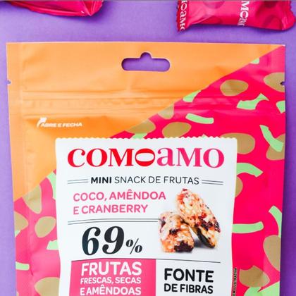 Imagem de Snack Mini Coco Com Amêndoa E Cranberry Sem Açúcar ComoAmo - 8 Unidades 56g