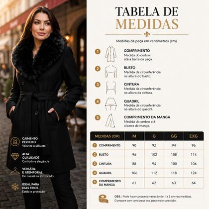 Imagem de Sobretudo Feminino Casaco Jaqueta Lã Batida Com Gola De Pelúcia Europeu Inverno Parka Longo Elegante