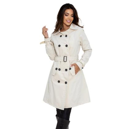 Imagem de Sobretudo Feminino Casaco Maxi Blazer Longo Social Forrado Com Cinto Modelo Executivo