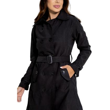 Imagem de Sobretudo Feminino Casaco Maxi Blazer Longo Social Forrado Com Cinto Modelo Executivo