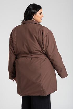 Imagem de Sobretudo Feminino Plus Size Microfibra Forrado Bolsos Frente - Serena