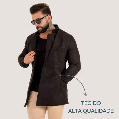 Imagem de Sobretudo Masculino Casaco Longo Lã Batida Jaqueta Clássico Elegante Frio Estilo Inverno Refinado